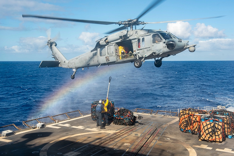 USS Bunker Hill (CG 52) VERTREP government fire prevention and protection systems